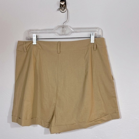 Nasty Gal Linen Blend High Waist Shorts, Stone, Size 10 - Picture 8 of 8